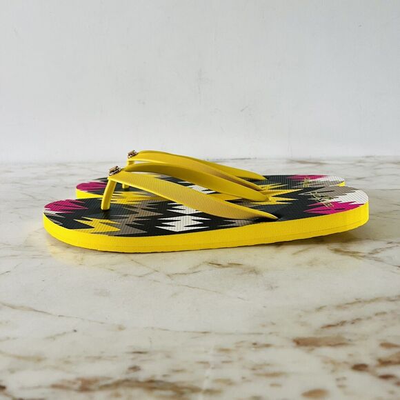 COACH Alessa Yellow Hawk Feather Rubber Navajo Thin Flip-Flop - US 11 - Picture 5 of 9